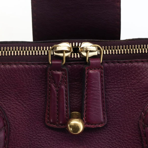 SAINT LAURENT Hand Bag Leather Purple Gold 274766 Auth BA11116V
