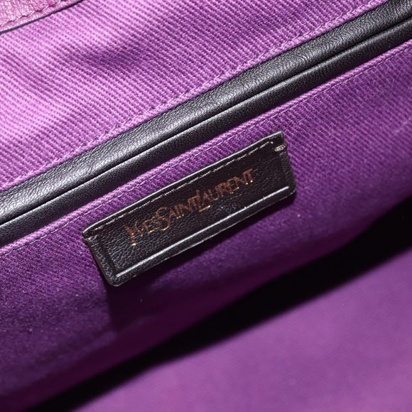 SAINT LAURENT Hand Bag Leather Purple Gold 274766 Auth BA11116V