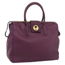 SAINT LAURENT Hand Bag Leather Purple Gold 274766 Auth BA11116V-1