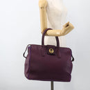 SAINT LAURENT Hand Bag Leather Purple Gold 274766 Auth BA11116V-22
