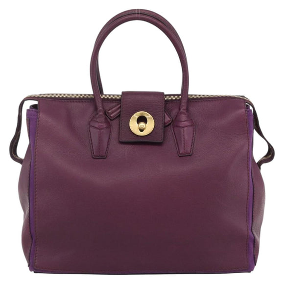 SAINT LAURENT Hand Bag Leather Purple Gold 274766 Auth BA11116V