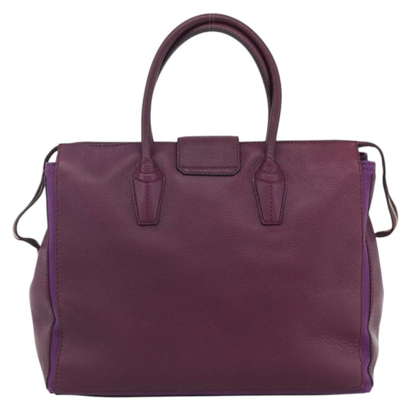 SAINT LAURENT Hand Bag Leather Purple Gold 274766 Auth BA11116V