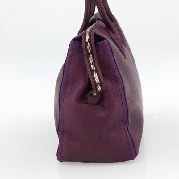 SAINT LAURENT Hand Bag Leather Purple Gold 274766 Auth BA11116V