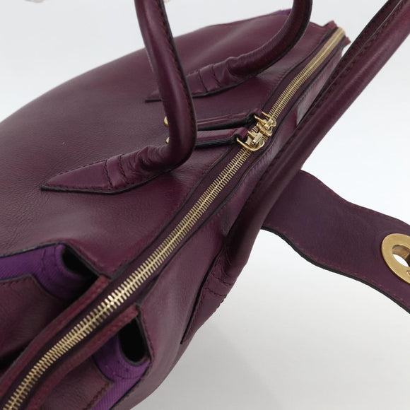 SAINT LAURENT Hand Bag Leather Purple Gold 274766 Auth BA11116V