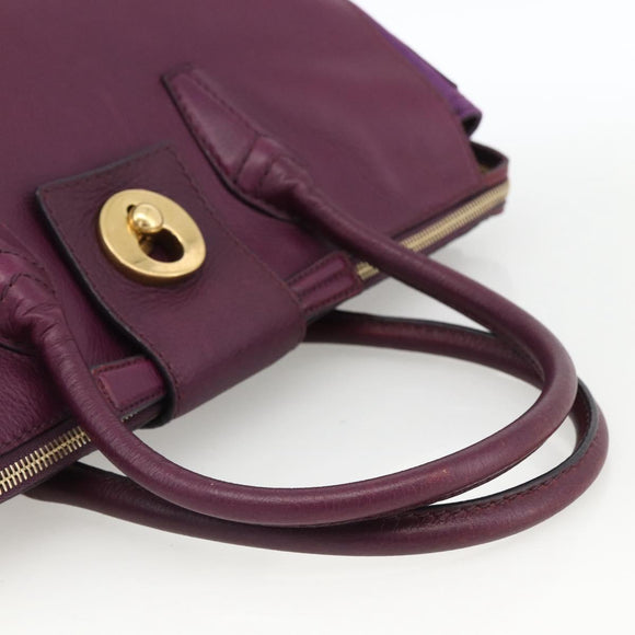 SAINT LAURENT Hand Bag Leather Purple Gold 274766 Auth BA11116V