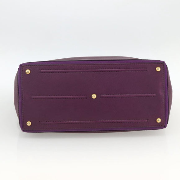 SAINT LAURENT Hand Bag Leather Purple Gold 274766 Auth BA11116V