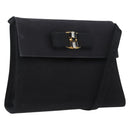 Salvatore Ferragamo Vala Shoulder Bag Satin Black Gold Auth BA11117-1