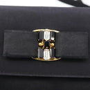 Salvatore Ferragamo Vala Shoulder Bag Satin Black Gold Auth BA11117-17
