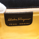 Salvatore Ferragamo Vala Shoulder Bag Satin Black Gold Auth BA11117-12