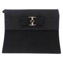 Salvatore Ferragamo Vala Shoulder Bag Satin Black Gold Auth BA11117-13