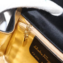 Salvatore Ferragamo Vala Shoulder Bag Satin Black Gold Auth BA11117-20