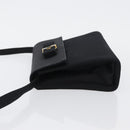 Salvatore Ferragamo Vala Shoulder Bag Satin Black Gold Auth BA11117-4