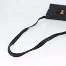 Salvatore Ferragamo Vala Shoulder Bag Satin Black Gold Auth BA11117-7