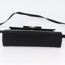 Salvatore Ferragamo Vala Shoulder Bag Satin Black Gold Auth BA11117-5