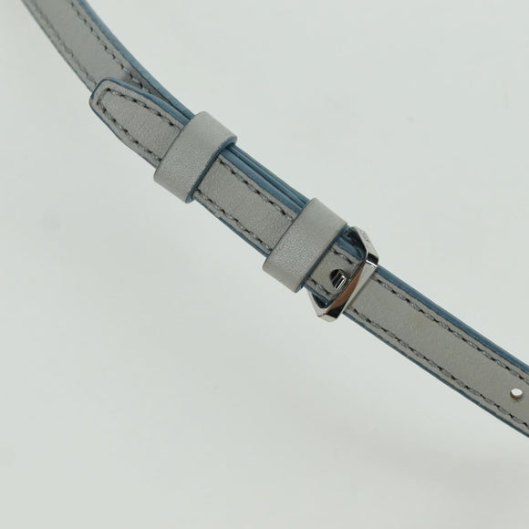 MCM Hand Bag Leather 2way Light Blue Silver Auth BA11118V