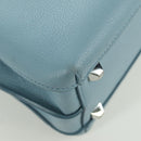 MCM Hand Bag Leather 2way Light Blue Silver Auth BA11118V-17