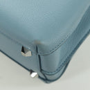 MCM Hand Bag Leather 2way Light Blue Silver Auth BA11118V-18