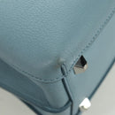 MCM Hand Bag Leather 2way Light Blue Silver Auth BA11118V-19
