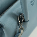 MCM Hand Bag Leather 2way Light Blue Silver Auth BA11118V-22