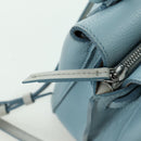 MCM Hand Bag Leather 2way Light Blue Silver Auth BA11118V-23