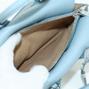 MCM Hand Bag Leather 2way Light Blue Silver Auth BA11118V-24