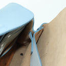 MCM Hand Bag Leather 2way Light Blue Silver Auth BA11118V-30