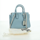 MCM Hand Bag Leather 2way Light Blue Silver Auth BA11118V-12