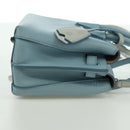 MCM Hand Bag Leather 2way Light Blue Silver Auth BA11118V-4