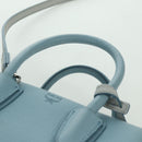 MCM Hand Bag Leather 2way Light Blue Silver Auth BA11118V-14