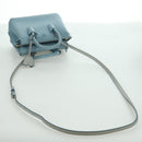 MCM Hand Bag Leather 2way Light Blue Silver Auth BA11118V-8