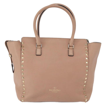 VALENTINO Rock studs Hand Bag Leather 2way Pink Gold Auth BA11122 - 0