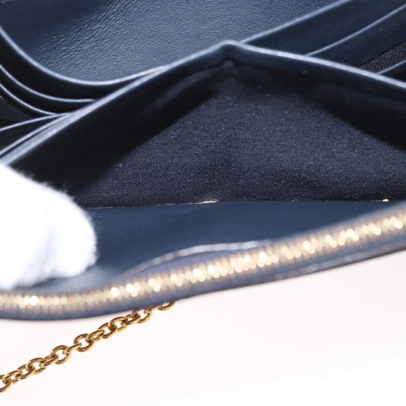 CELINE Trifold Wallet Chain Bag Leather Multicolor Gold Auth BA11127