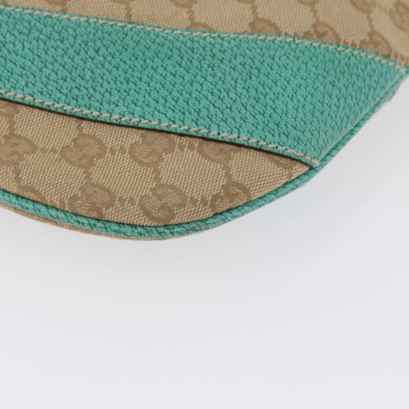 GUCCI GG Canvas Schoudertas Beige Mintgroen Zilver 124357 Auth BA11129