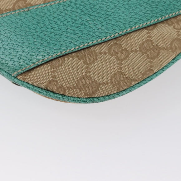 GUCCI GG Canvas Schoudertas Beige Mintgroen Zilver 124357 Auth BA11129