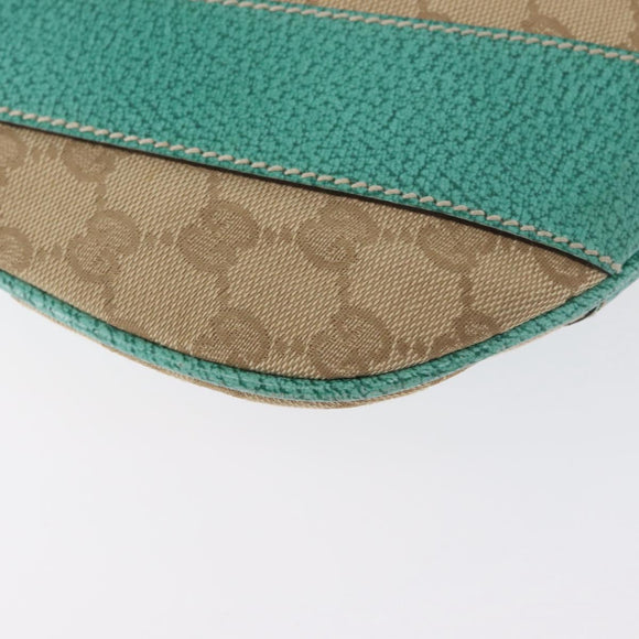 GUCCI GG Canvas Schoudertas Beige Mintgroen Zilver 124357 Auth BA11129