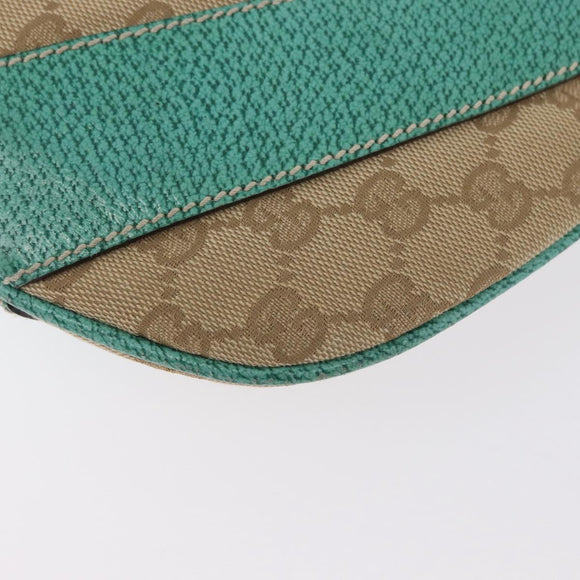 GUCCI GG Canvas Schoudertas Beige Mintgroen Zilver 124357 Auth BA11129