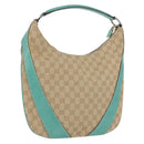 GUCCI GG Canvas Schoudertas Beige Mintgroen Zilver 124357 Auth BA11129-1