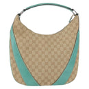 GUCCI GG Canvas Schoudertas Beige Mintgroen Zilver 124357 Auth BA11129-13
