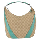 GUCCI GG Canvas Schoudertas Beige Mintgroen Zilver 124357 Auth BA11129-2