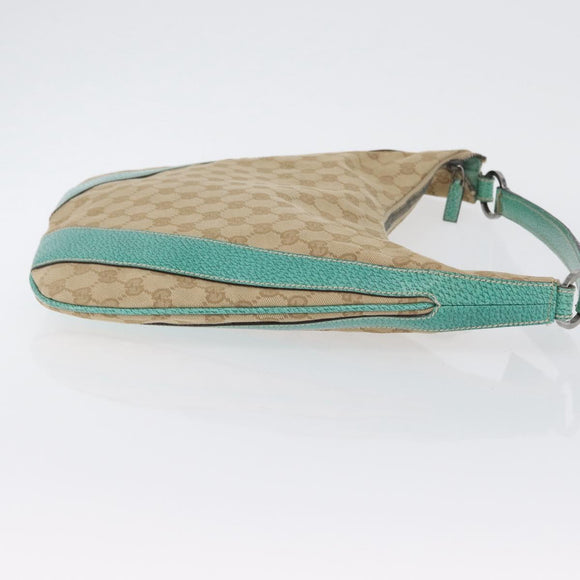 GUCCI GG Canvas Schoudertas Beige Mintgroen Zilver 124357 Auth BA11129