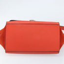 CELINE Trapeze Hand Bag Leather 2way Red Silver Auth BA11130-11