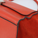 CELINE Trapeze Hand Bag Leather 2way Red Silver Auth BA11130-12