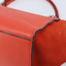CELINE Trapeze Hand Bag Leather 2way Red Silver Auth BA11130-14