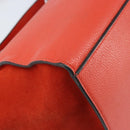 CELINE Trapeze Hand Bag Leather 2way Red Silver Auth BA11130-15