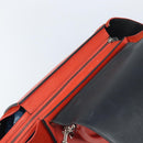 CELINE Trapeze Hand Bag Leather 2way Red Silver Auth BA11130-18