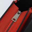 CELINE Trapeze Hand Bag Leather 2way Red Silver Auth BA11130-19