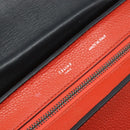 CELINE Trapeze Hand Bag Leather 2way Red Silver Auth BA11130-20