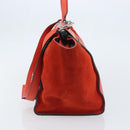 CELINE Trapeze Hand Bag Leather 2way Red Silver Auth BA11130-4