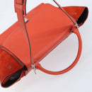 CELINE Trapeze Hand Bag Leather 2way Red Silver Auth BA11130-6