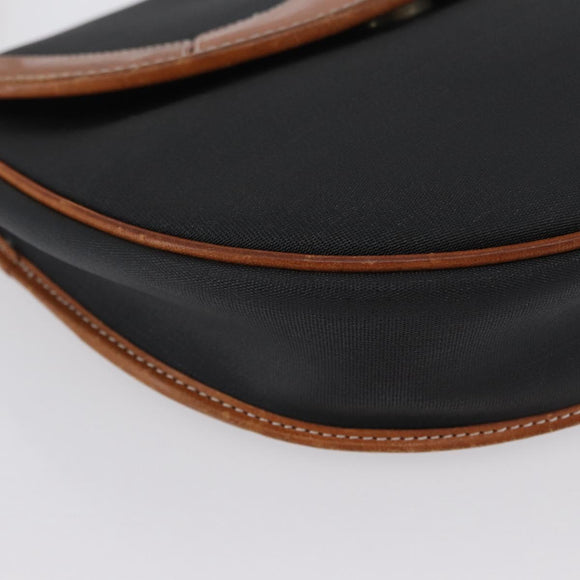 Christian Dior Shoulder Bag Coated Canvas Black Gold Auth BA11133